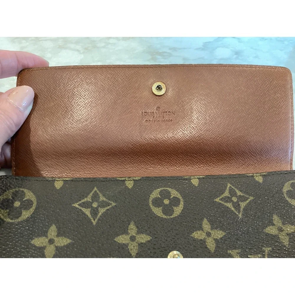 Louis Vuitton‎ Monogram Wallet Snap Closure Card Holder Brown